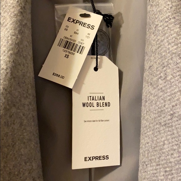 Gray Coat Wool Blend Express Very Nice - Picture 4 of 7